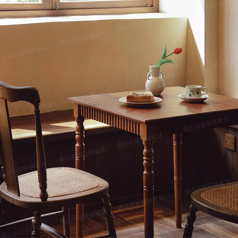 

Обеденный стол из орехового дерева, винтажная винтажная мебель, винтажный квадрат, столовая, кофейный, десерт