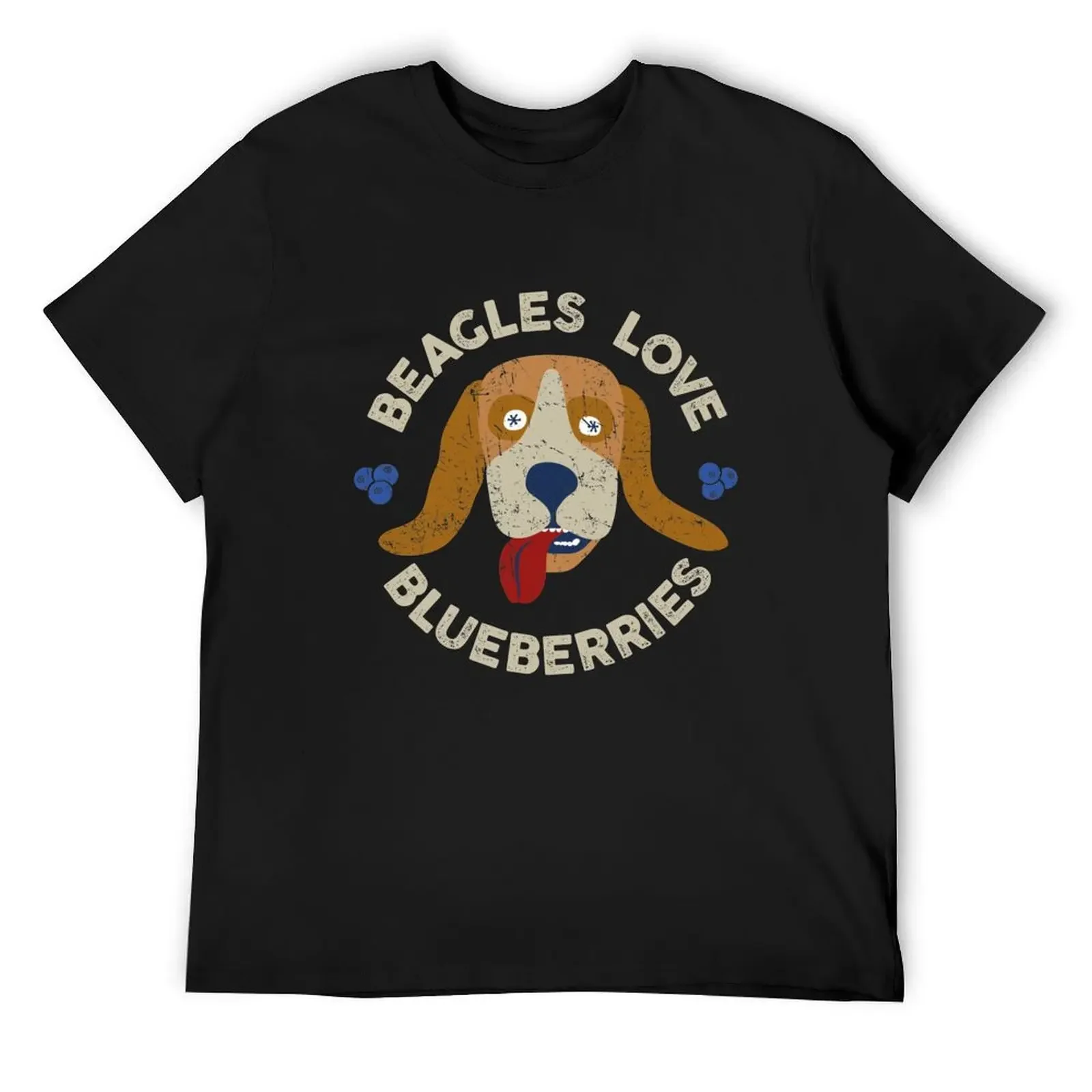 Fantastic Mr Fox - Beagles Love Blueberries - Weathered Dog - Circle T-Shirt man clothes big and tall t shirts for men