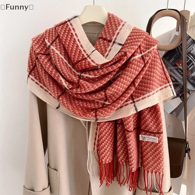 

tipoFunnyezione Классический узор рыбьей чешуи Имитация кашемирового шарфа Осень и зима Универсальный теплый шарф Пара Длинная шаль двойного назначения