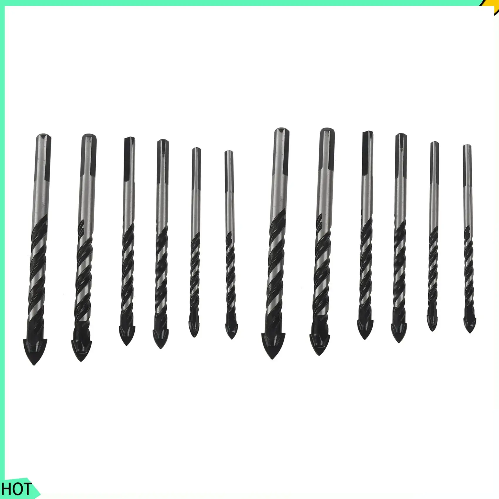 

AWAH 12PCS Tile Drill Bits,Masonry Drill Bits Set For Glass, Tungsten Carbide Tip With Size 6, 6, 8, 8,10,12Mm