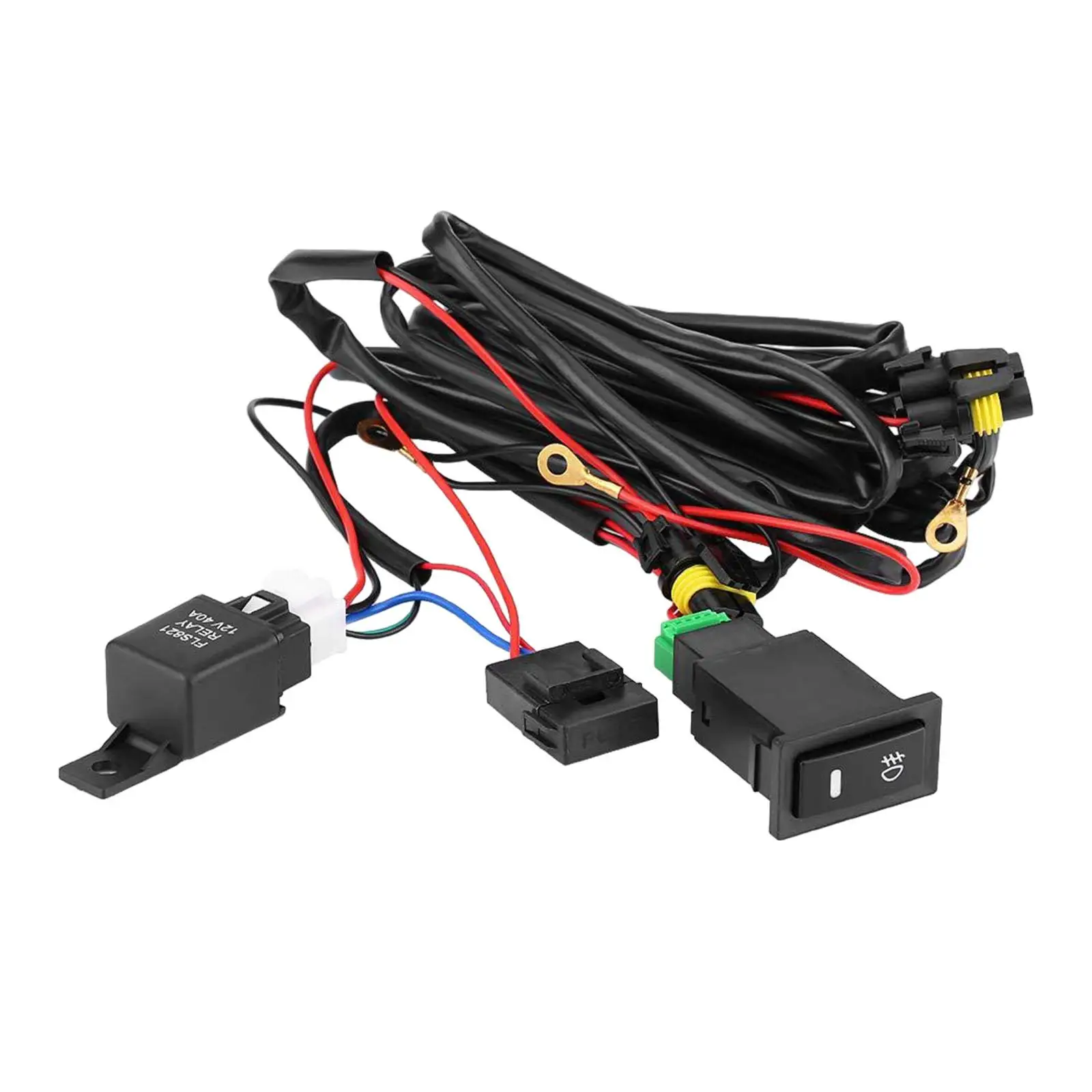 

Fog Light Switch Harness 12V 40A Relay 2.5M Wiring Harness Accessory Easy Installation Spare Parts Replacement Auto Repair Parts