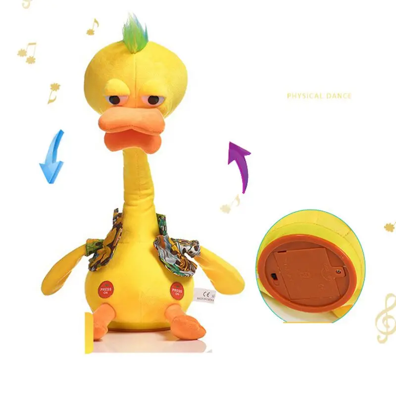 Il più nuovo divertente anatra può parlare di danza canta giocattoli di peluche illuminazione bambole giocattolo di rilavorazione migliori regali per i bambini bambino che impara a parlare