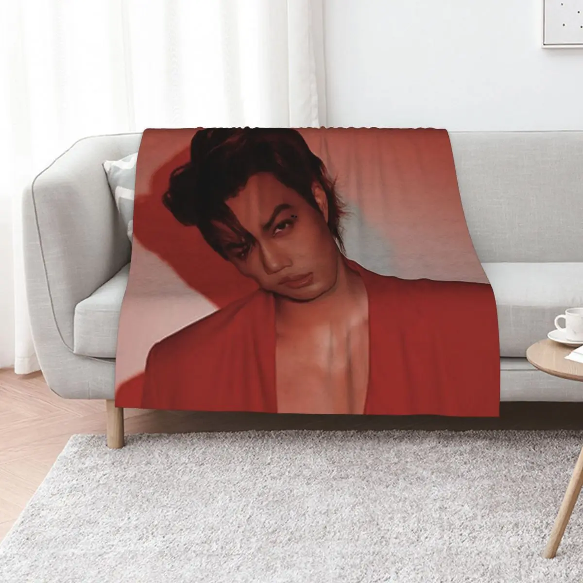 kai (love shot) Throw Blanket Bed linens Soft Plaid Flannels Camping Multi-Purpose Custom Blankets
