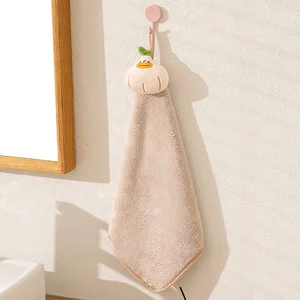 Absorbent Coral Fleece, Square Towel, Dual-Purpose Hanging Towel for Kitchen and Bathroom, for Wiping Hands, Wiping Glass, Wiping Cars, Cleaning Supplies, Thick Coral Fleece Fabric, Fine Fleece, Thick and Skin-Friendly Feel, More Soft, Does Not Shed Lint