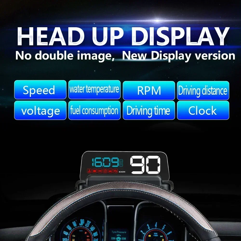 C500/T900,OBD/GPS HUD Auto Head-Up Display EOBD Windshield Car Speedometer Projector Digital Accessories For All Car view 4