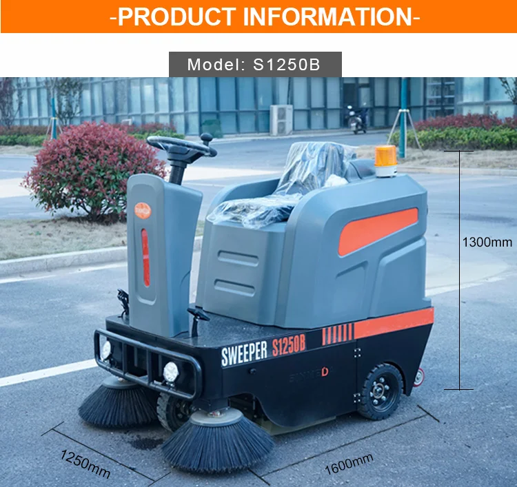 S1250B Ride-on Floor Sweeper Road Sweeper Machine for Easy Cleaning Products Direct Sales From Manufacturers
