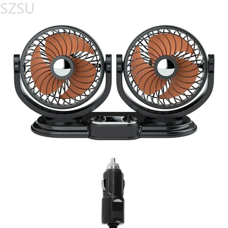 SZSU Dual for Head Car Fan USB 5V Electric Car Cooling Fan with 360 Degree Adjustable