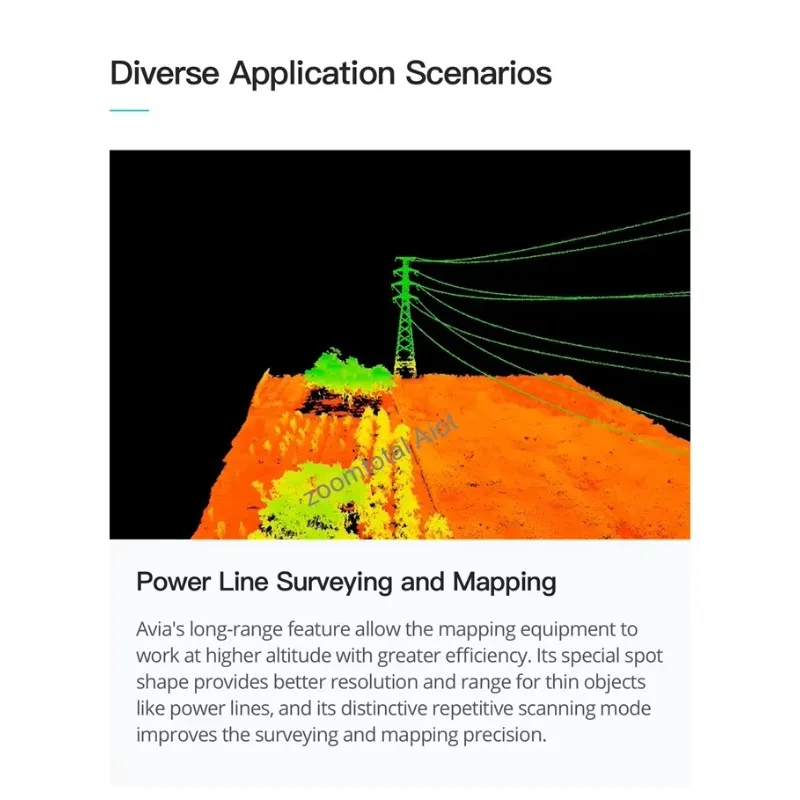 ماسح ضوئي Livox Avia ثلاثي الأبعاد أصلي جديد لـ Matrice 300/600 FOV أكثر من 70 درجة أقل من 500 جرام 240000 نقطة/ثانية IP67