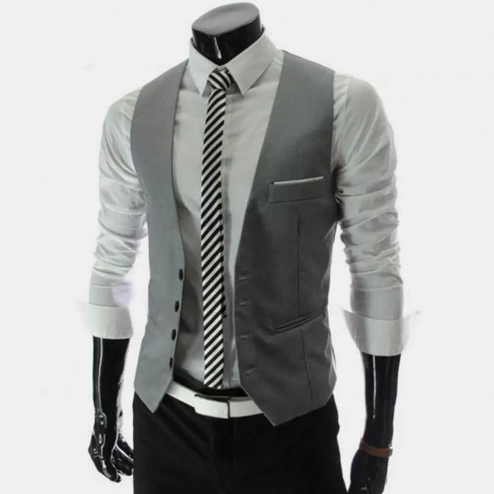 2025 British Style Men Business Vest Deep V Neck Single breasted Formal Suit Waistcoat Classic All Match Men Waistcoat - Image 2