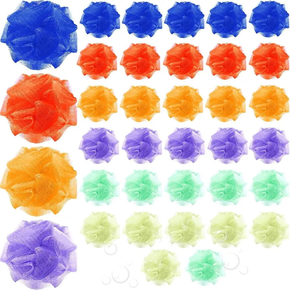 

36-Pack Mini Shower Sponges - Assorted Colors, Exfoliating Mesh, Ideal for Travel and Daily Bath Scrubbing