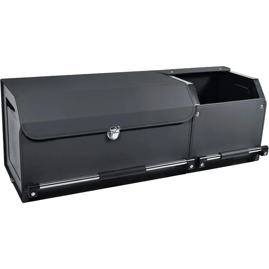 

Collapsible Leather Car Trunk Organizer with Lid and Sturdy Handle for SUV Truck Sedan Durable Storage Solution with Spacious I