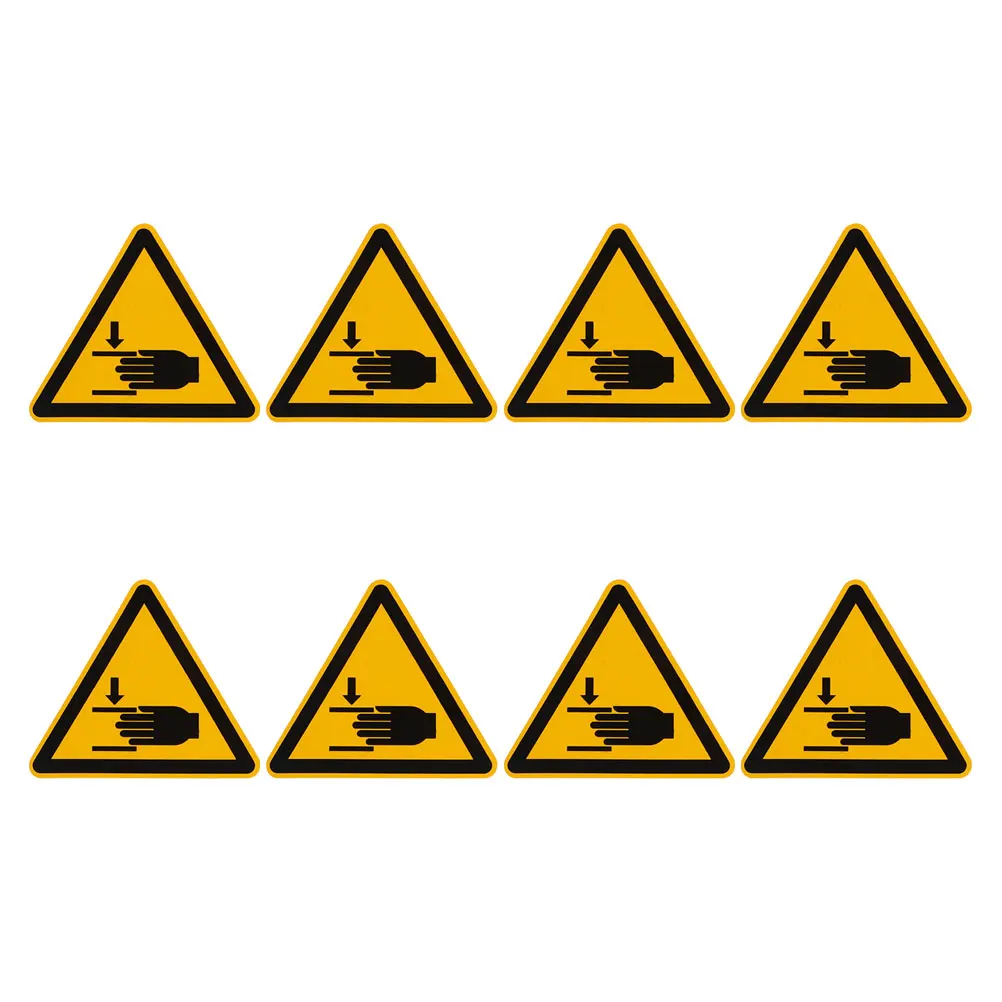 

8 PCS Warning Label Sticker Hand Crushing Decals Caution Stickers Pressure Device Machinery Pinch Labels