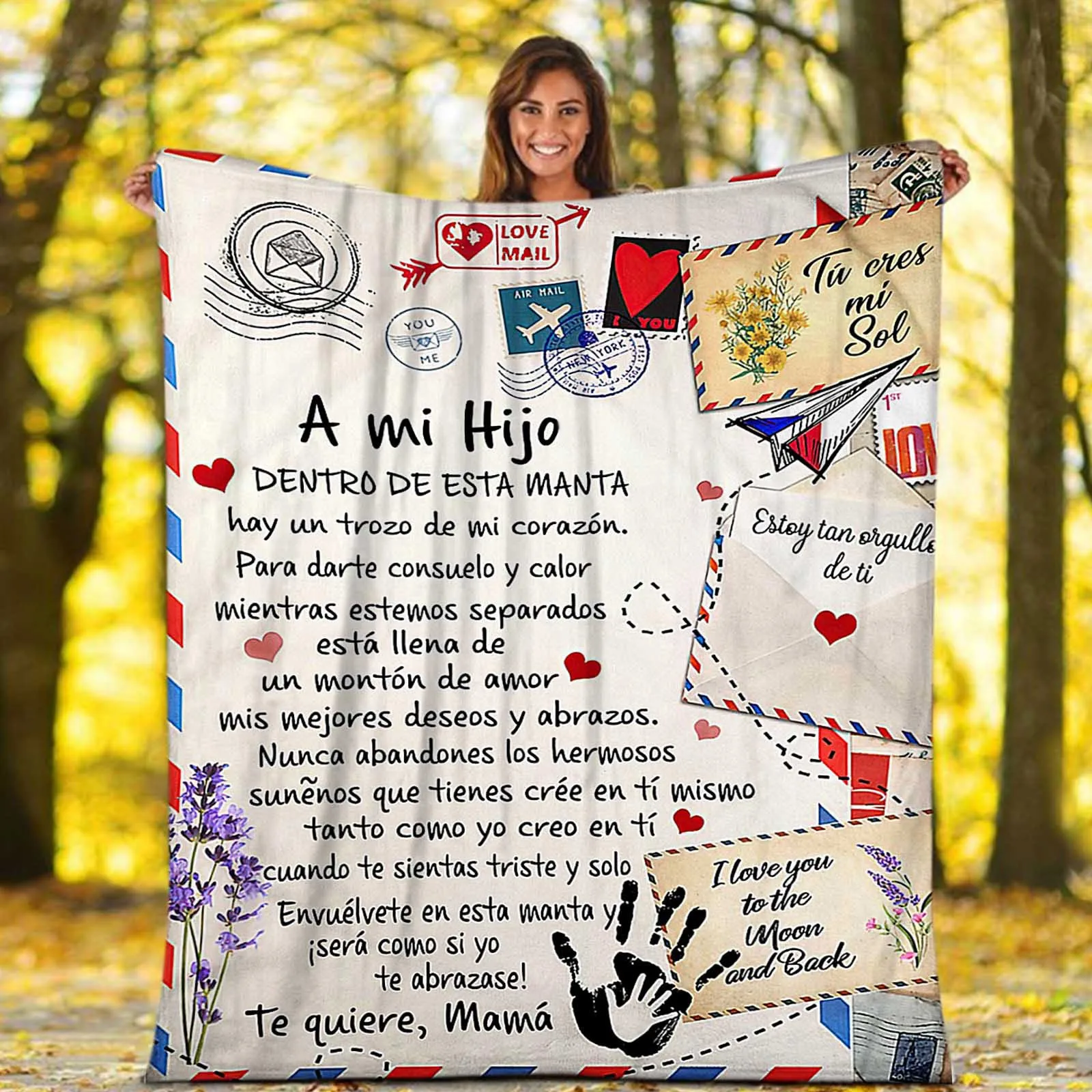 Spanish Message Fleece Blanket Air Travel Picnic Bed Sofa Flannel Throw Blankets Mom To Daughter/Son Letters Words Express Love