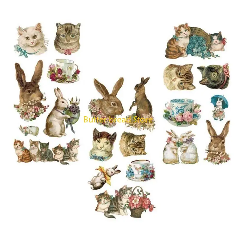 ملصقات ورقة زهرة W89C زهرة الرجعية ملصقات القصاصات ل DIY Craft ، Journal ، يوميات ، مخطط ، مغلفات ، سكرابوكينغ