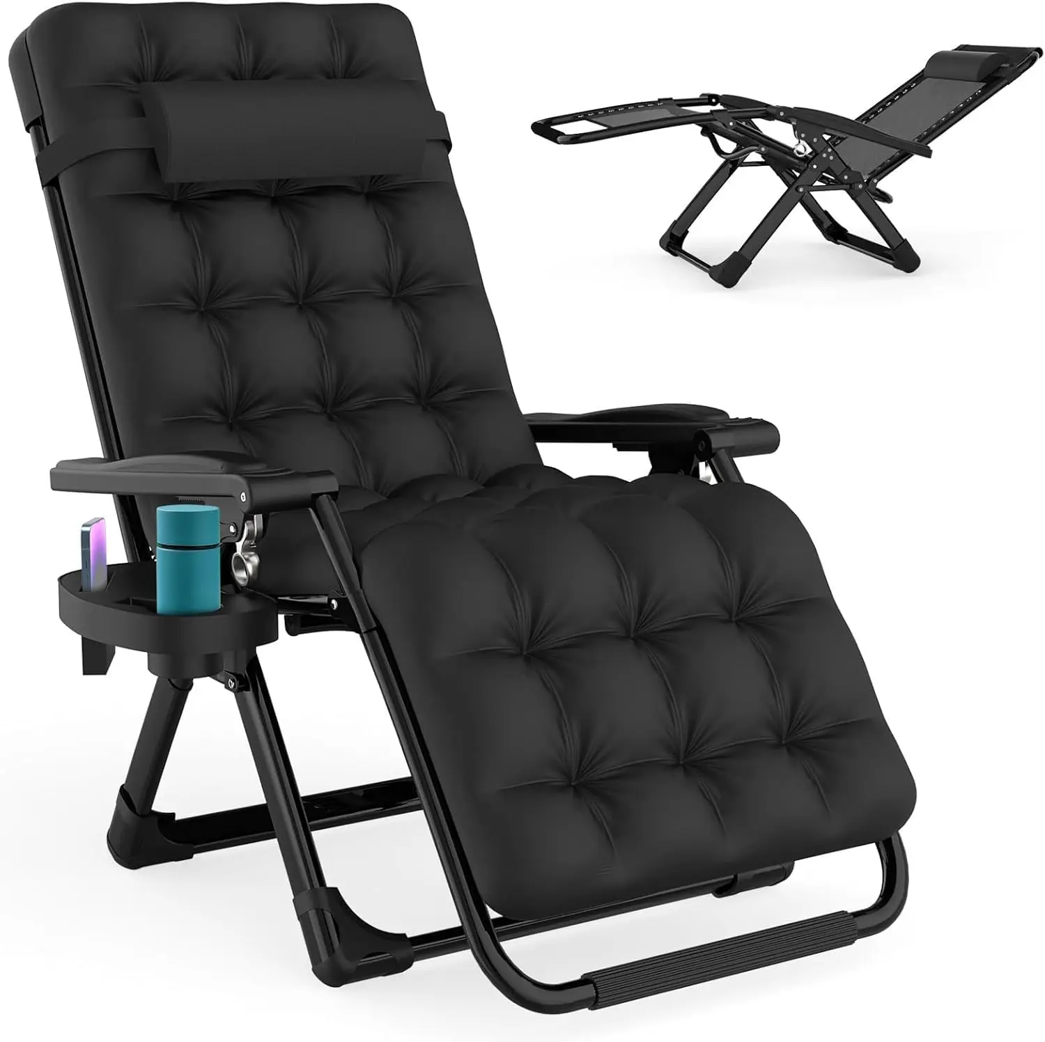 Zero Gravity Reclining Chair with Cup Holder &amp; Removable Cushion for ...