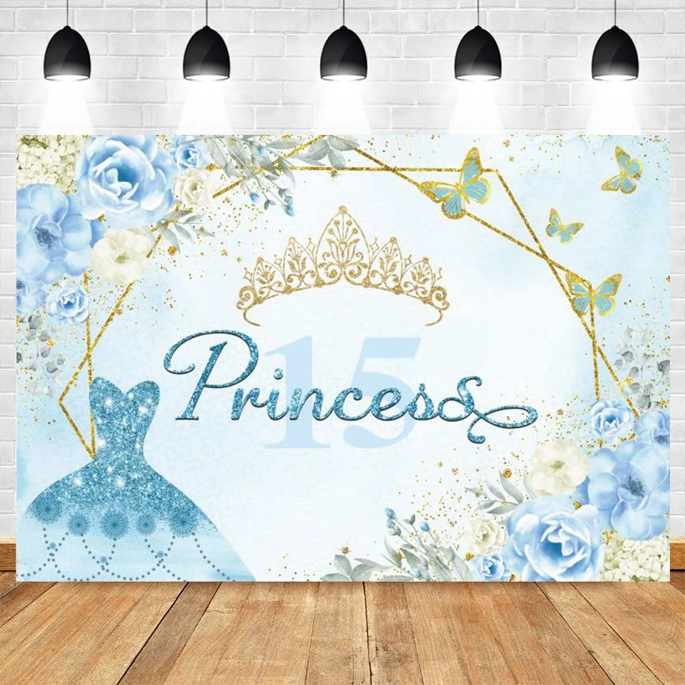 Girls Birthday Party Backdrop Photography Backdrop Boho Flowers Crown Princess Sweet Birthday Customized Poster Photo Background