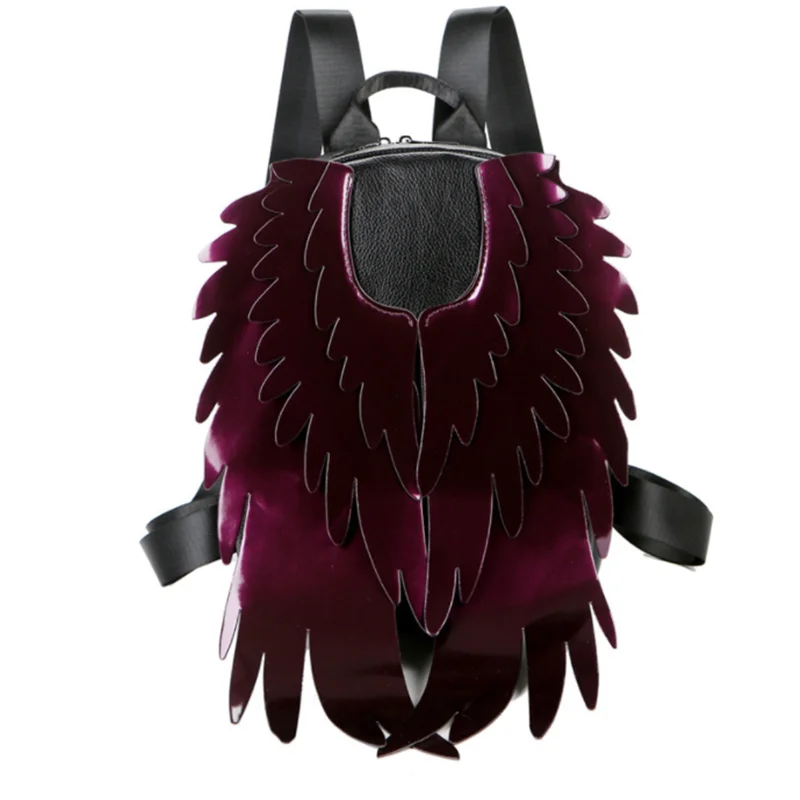 Leather Wings Design Backpack for Women Laser Color Big Wing School Bag Designer Women Korea Dual-use Shoulder Bag Bagpack New