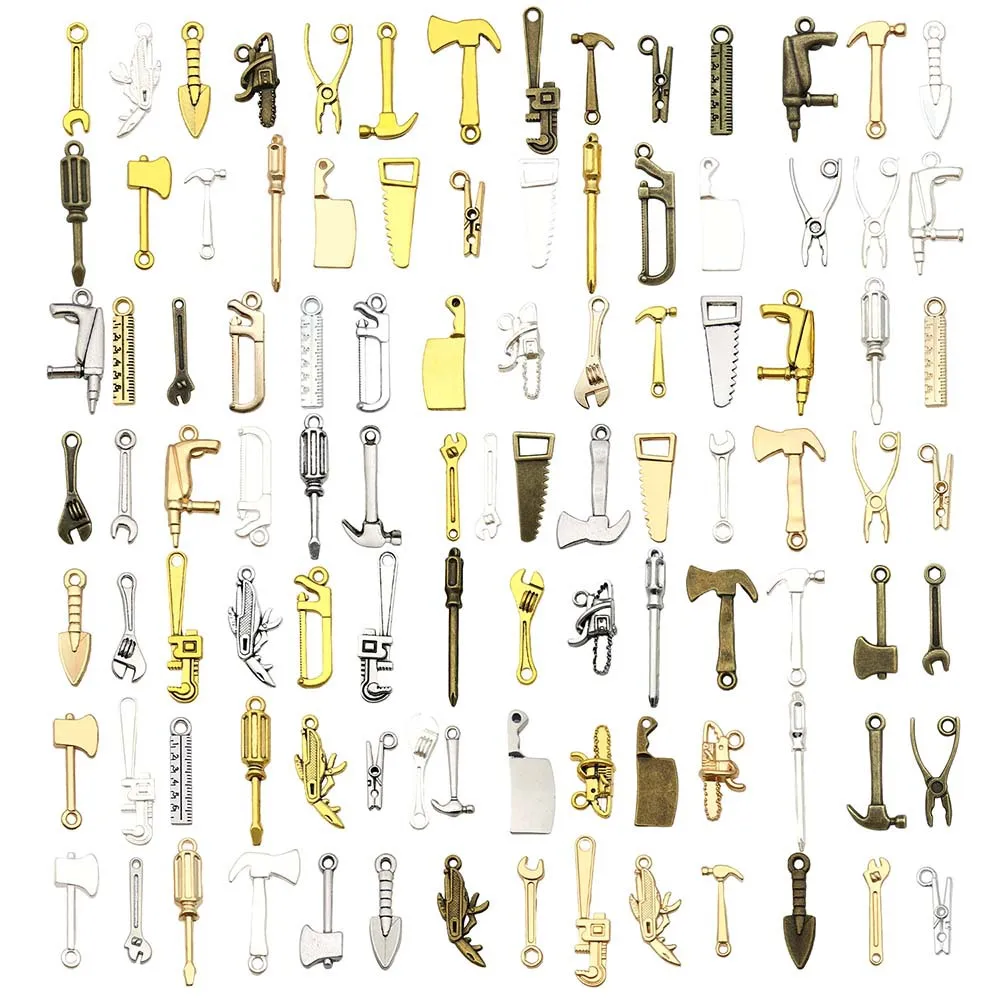 100 قطعة/الوحدة أنماط مختلطة أدوات سبيكة سحر أدوات عيد الأب والهدايا قلادة DIY بها بنفسك مفتاح سلسلة اليدوية مجوهرات اكسسوارات #5