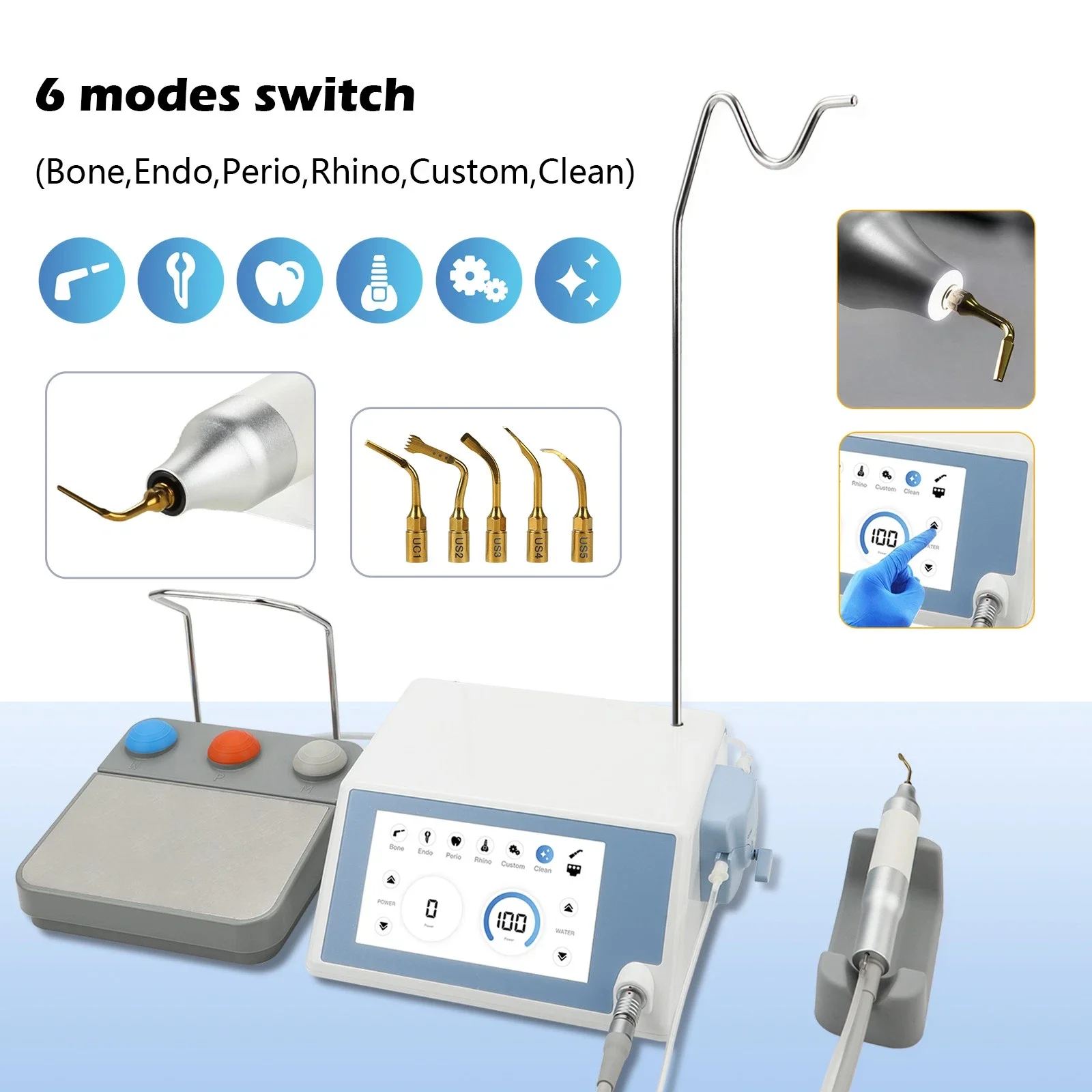 Dental Piezo Bone Surgery Motor Machine Ultrasonic Bone Scalpel Oral Surgical With 5pcs Tips