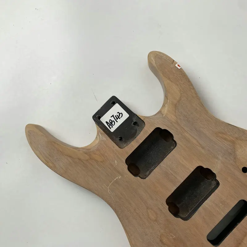 AB743 Custom Order Natural Color Solid Wood Unfinished Electric Guitar Body 2 Humbucker Pickups DIY Guitar Parts for Replace