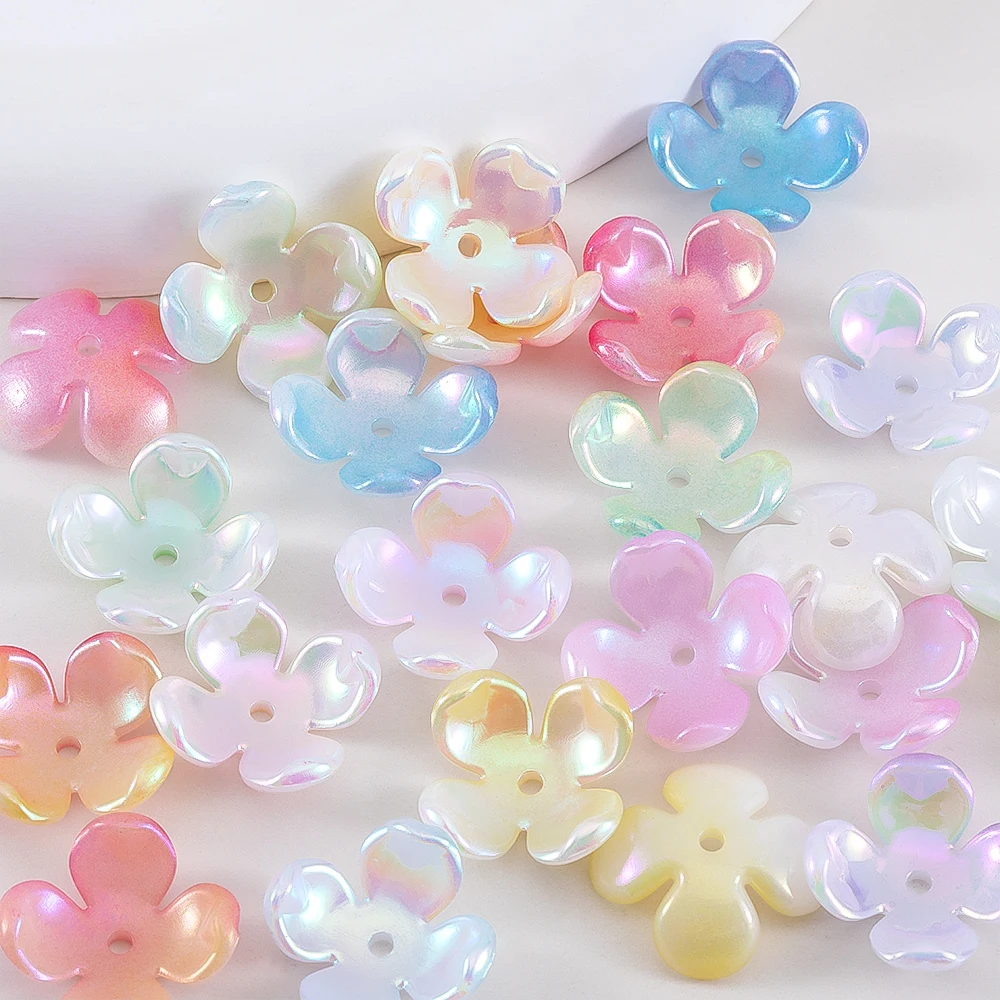 Perles en plastique en forme de fleur de couleur mixte, 14.5mm, pour Bracelet à bricoler soi-même, entretoises de fleurs, fabrication de bijoux, fournitures de perles d'espacement amples, 50 pièces