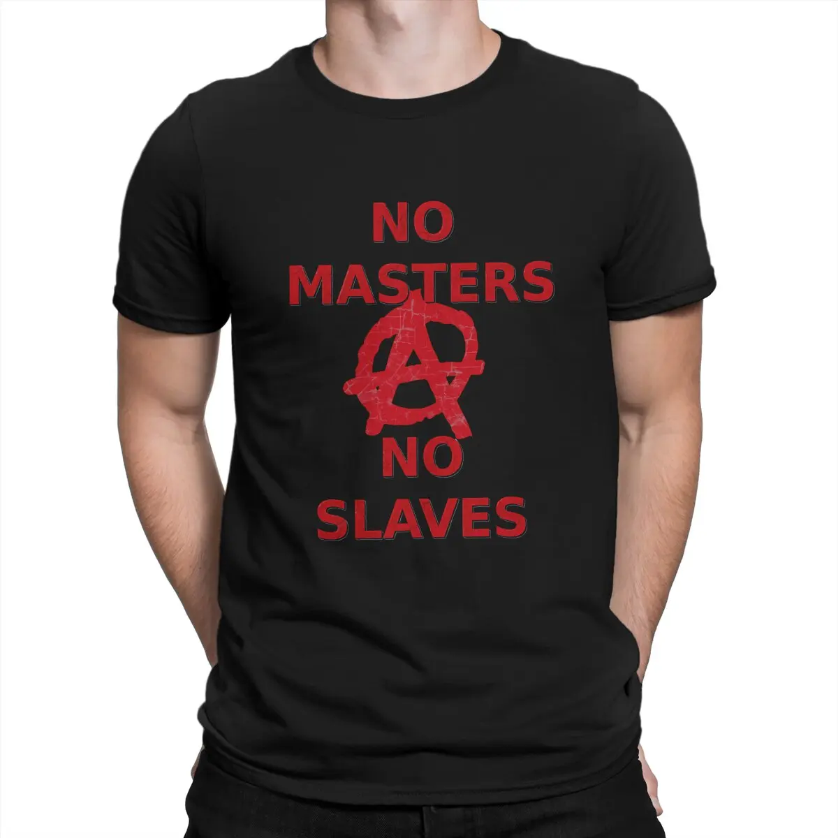 Anarchy Anarchist Symbols No Masters No Slaves T Shirt Graphic Men Tees Summer Clothing Polyester Crewneck TShirt