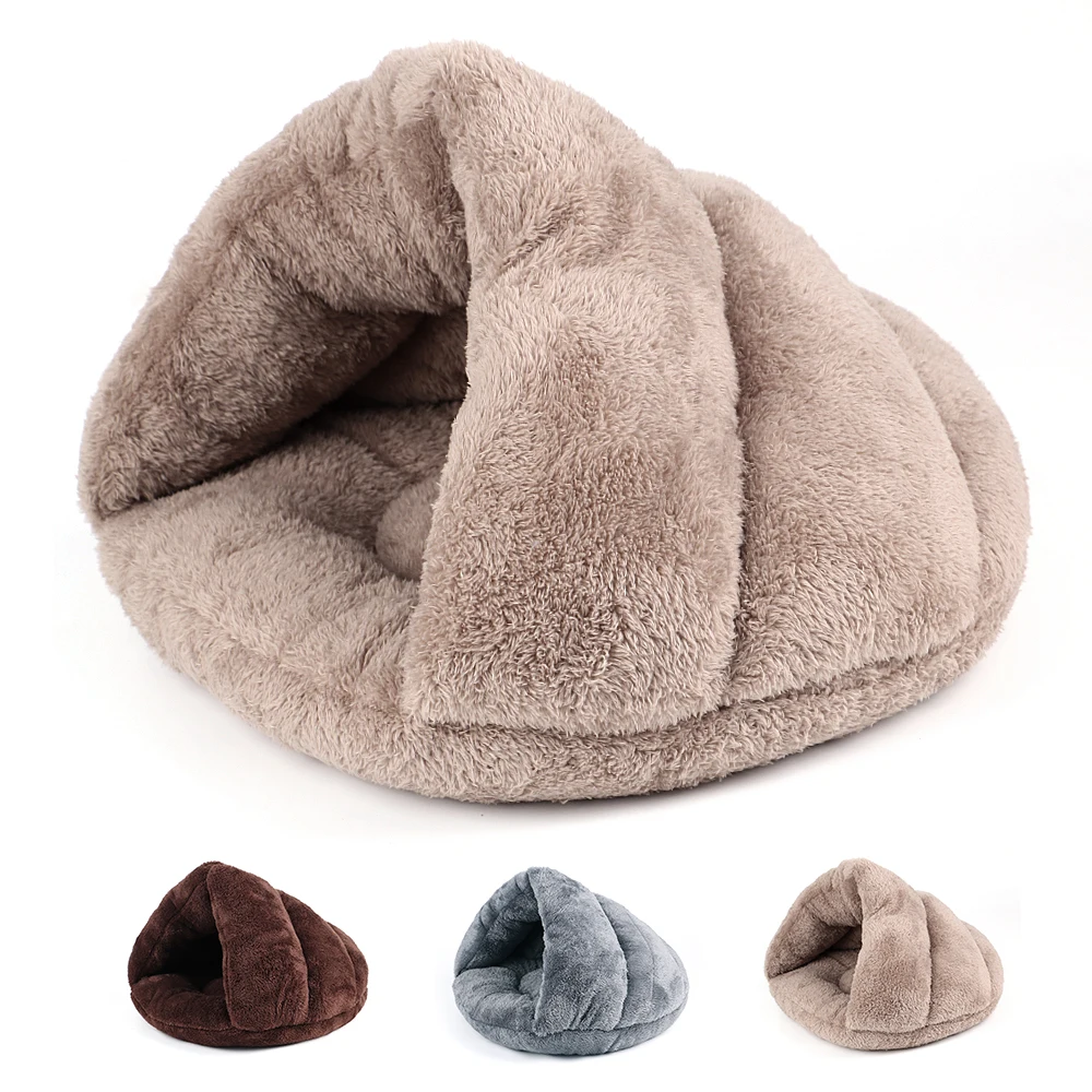 

Warm Fleece Cat Bed Soft Kitten Nest Kennel For Small Dogs Cats Puppy Sleeping House Tent Pads Pet Accessories