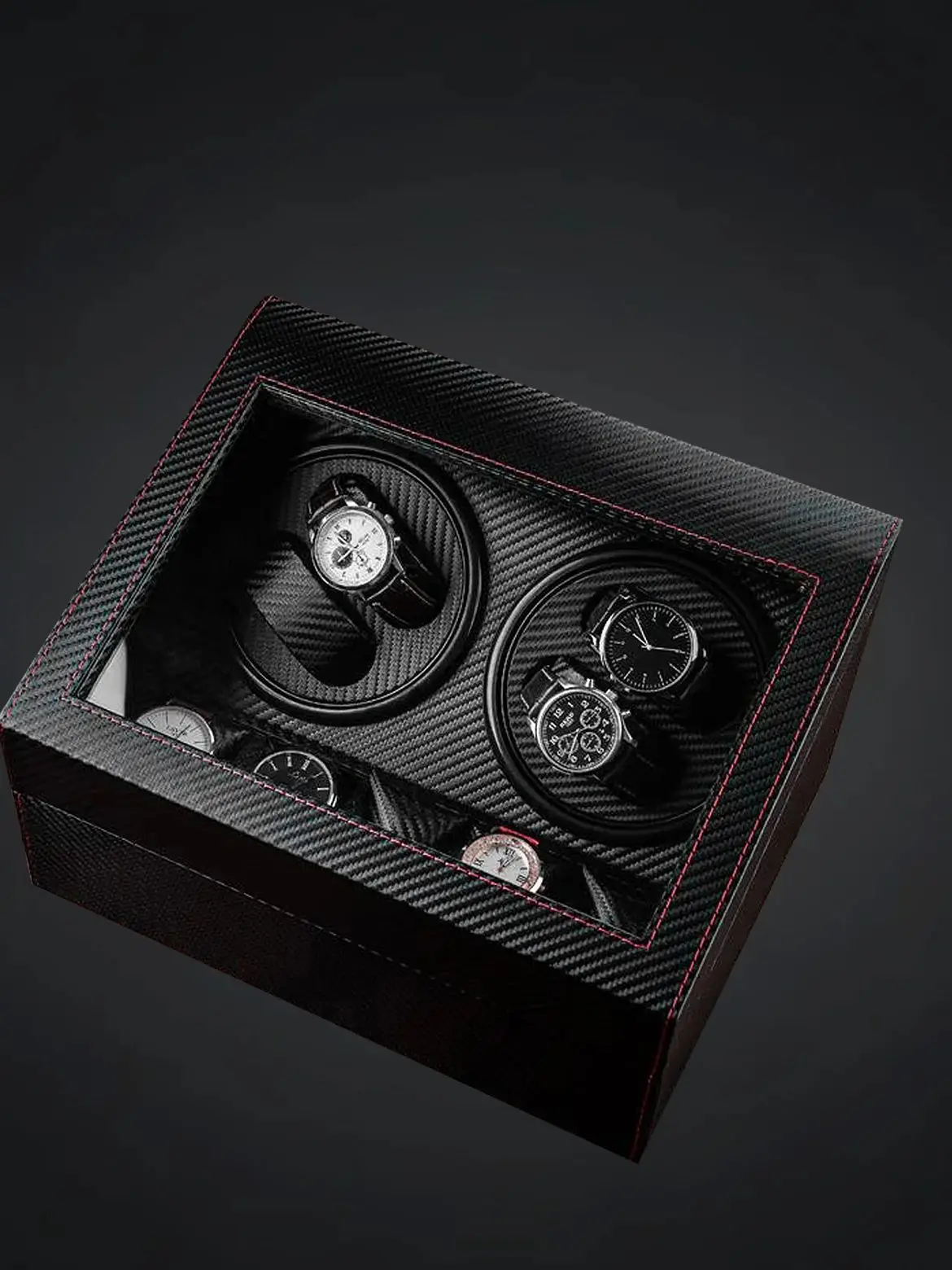 Automatische Watch Winder Display Box 4+6 Rotatie Watch Winder met Kussen Luxe Box Klassieke Winkel Vitrine Verjaardagscadeau - afbeelding 2