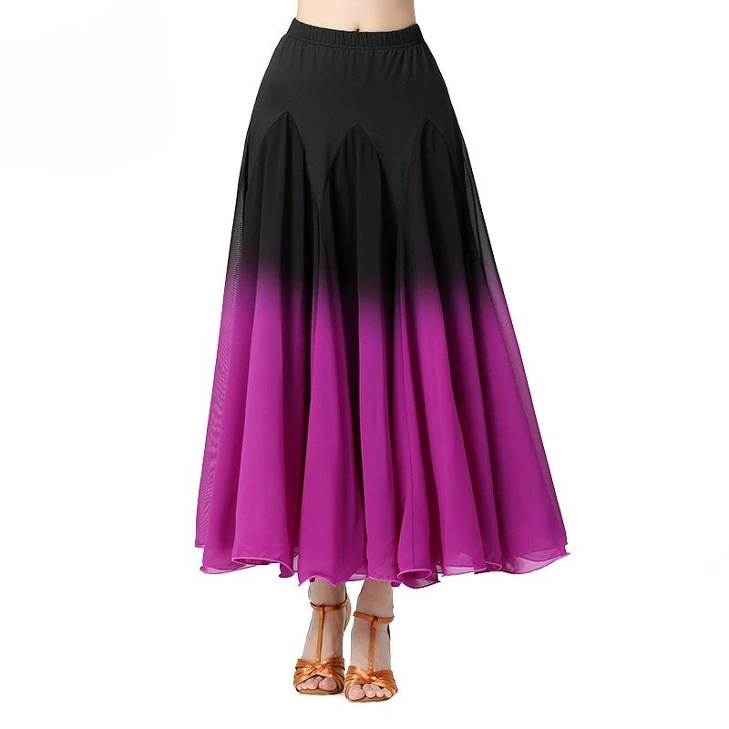 Gonne da ballo da sala da donna Costume da altalena grande a strati sfumati Costume da valzer flamenco Pratica gonna da ballo da sala