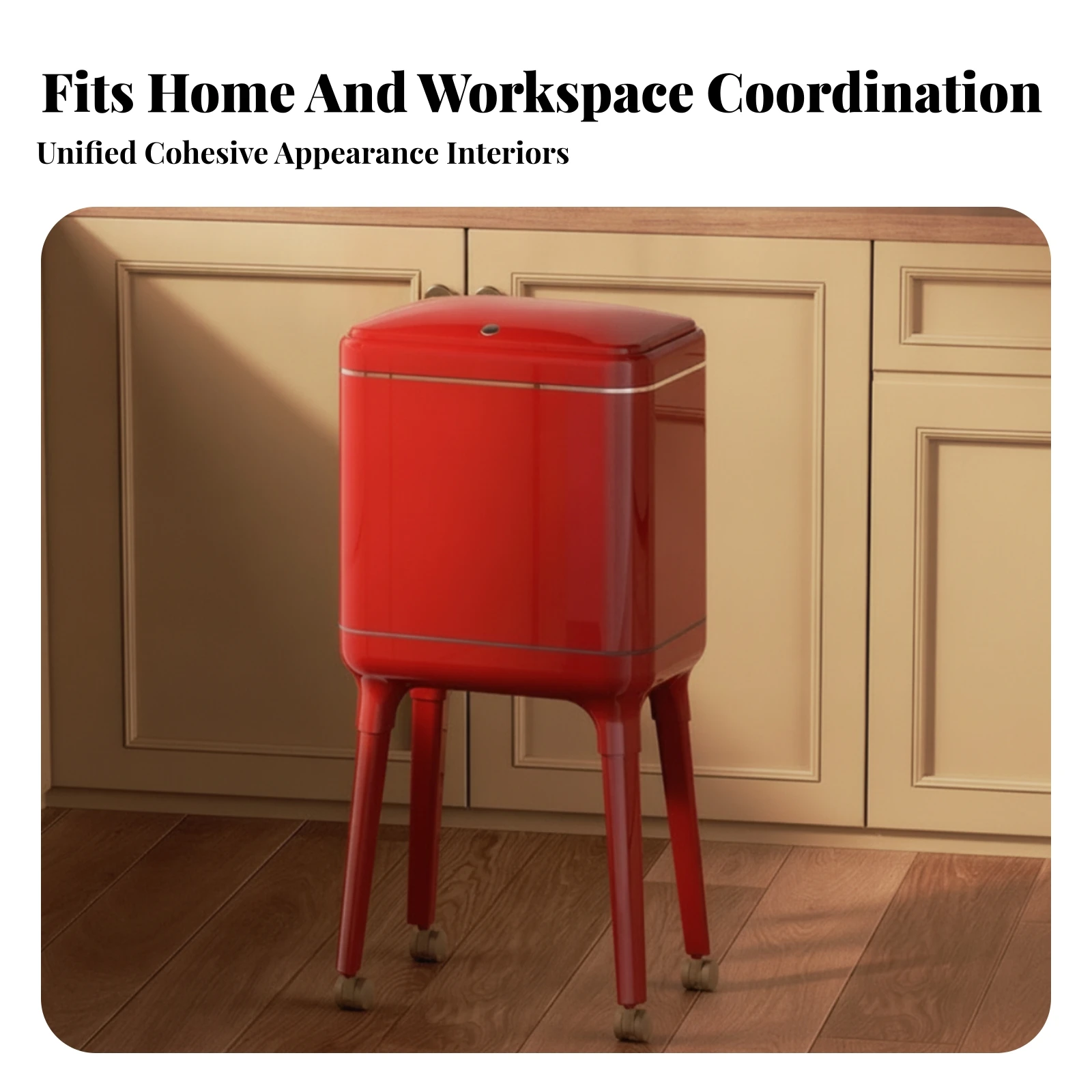 Trash Can with Legs and Wheels Slim Trash Can with Legs Wastebasket Compact Movable for Kitchen, Living Room