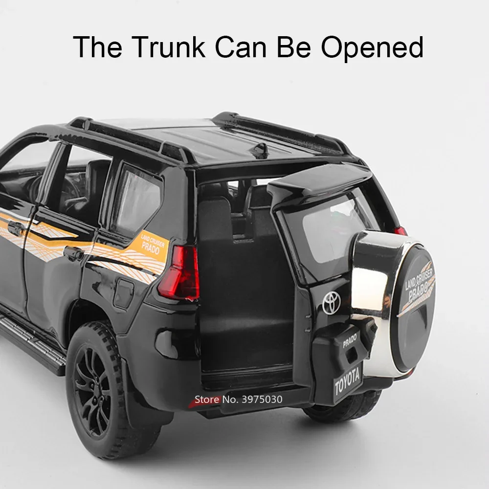 1:32 Toyota Prado Speelgoed Auto Modellen Zinklegering Wiel Trek SUV met Lichte Muziek Miniatuur Voertuigen voor Jongens Ornamenten Geschenken