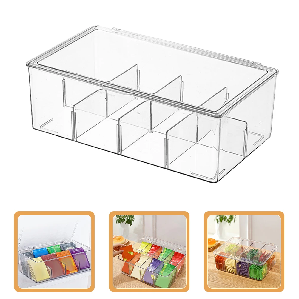 Desktop Tea Bag Tea Organizer For Drawer Divided Clear Tea Box Household Coffee Storage Box Container Clear Acrylic Tea