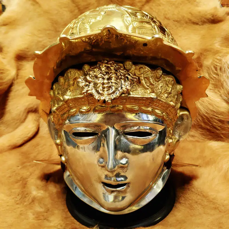 Roman Empire Parade Helmet Cast Mask Brass Caesar Cavalry Sports Helmet Hippika Gymnasia LARP Wearable