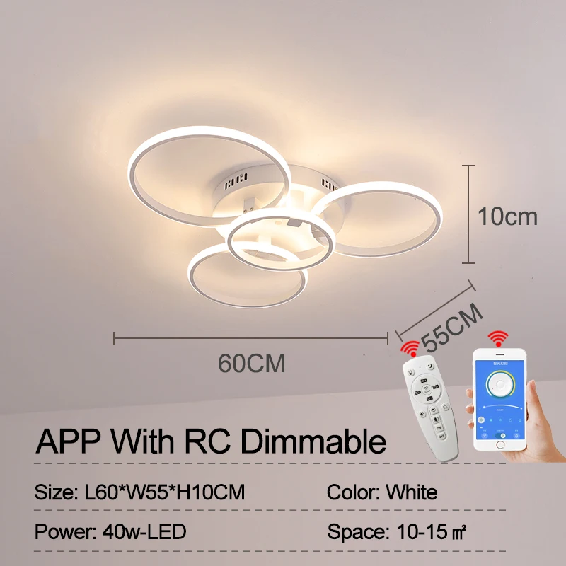Zwart/Wit Moderne Led Kroonluchter Lamp Dimbare Cirkel Ringen Voor Woonkamer Slaapkamer decoratie Plafond Kroonluchter verlichtingsarmaturen