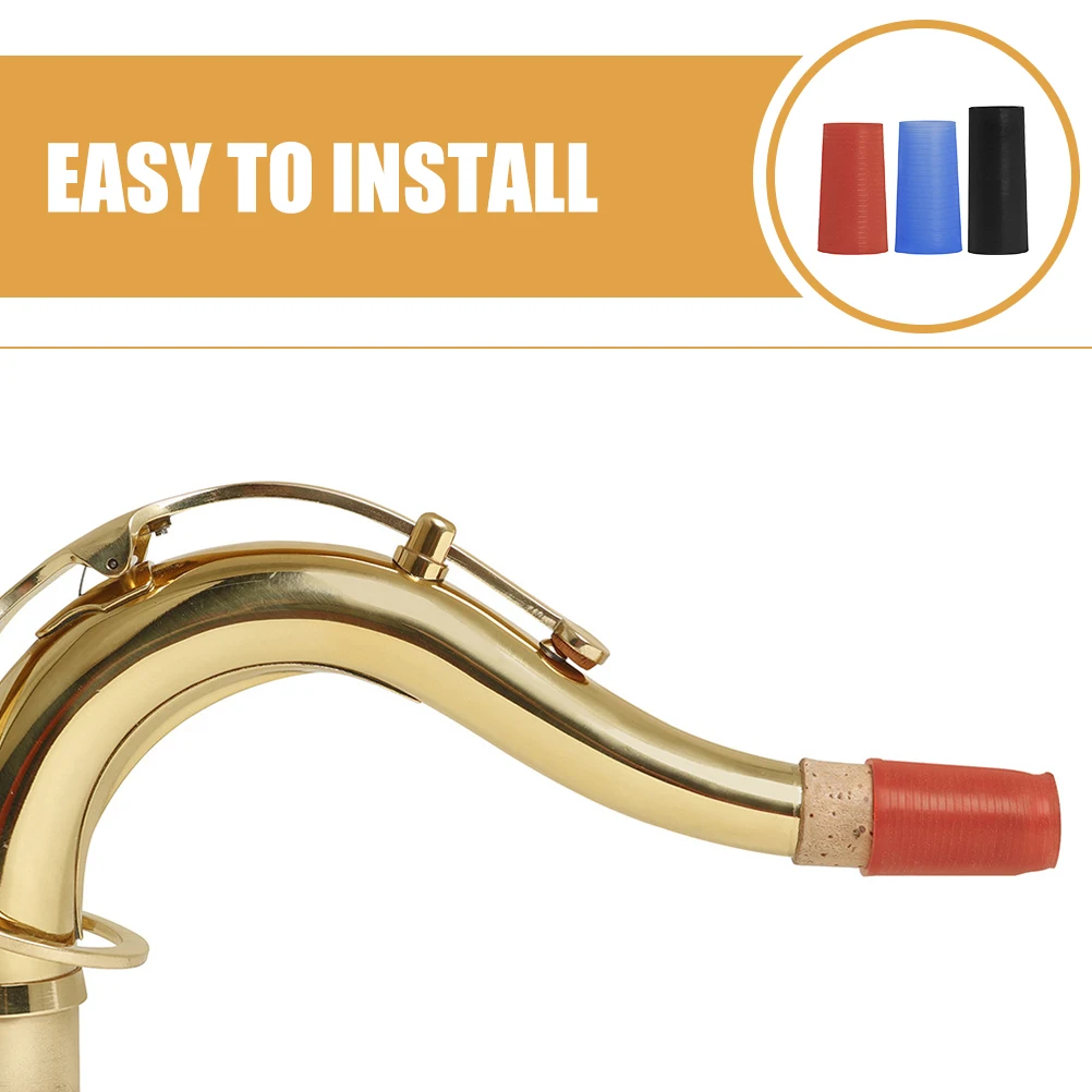 

3pcs Saxophone Neck Sleeve Alto Tenor Sax Silicone Seal Cork Pad Protection Durable Easy Install Saxophone Repair Parts