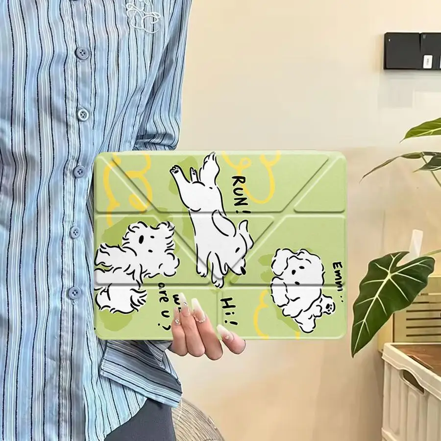 

Чехол для планшета iPad Pro 11-го, 10-го, 9-го, 8-го, 7-го поколений, 12.9 дюймов, Mini 6, 7, Pro 2025, Air 4, 5, M3, M2, 1, 2, M4, 11 дюймов, с держателем, милый дизайн с собачкой