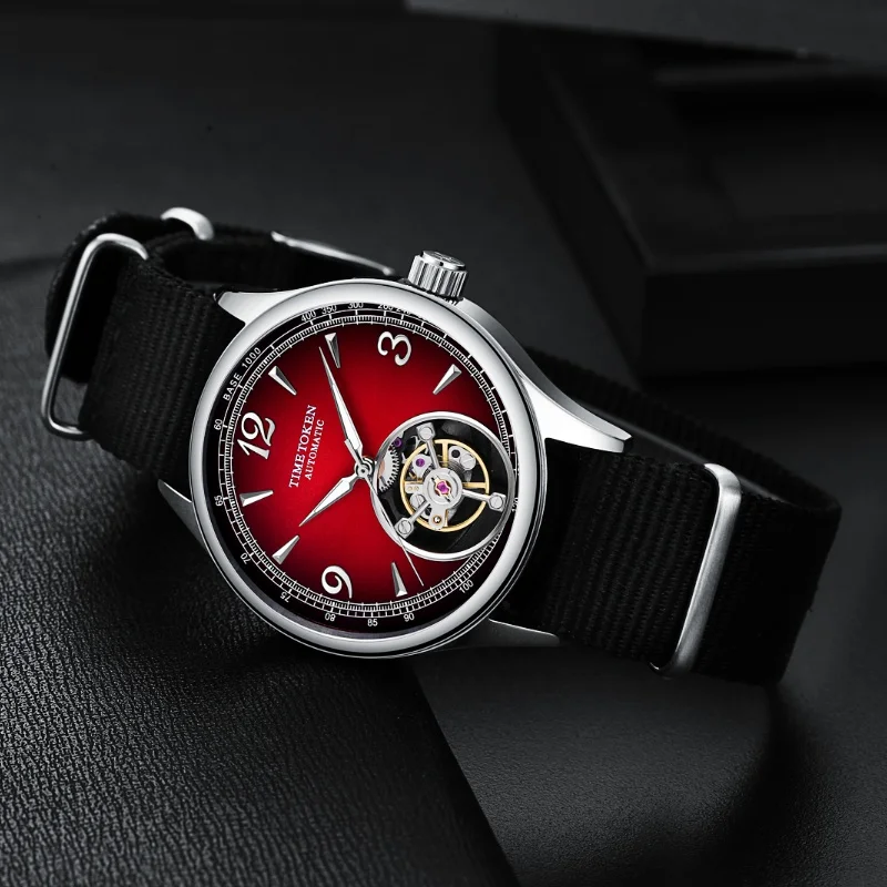 TIME TOKEN T434GS Men's Skeleton Automatic Mechanical Watch 316L Stainless Steel Case Sapphire Crystal 5ATM Water Resistant