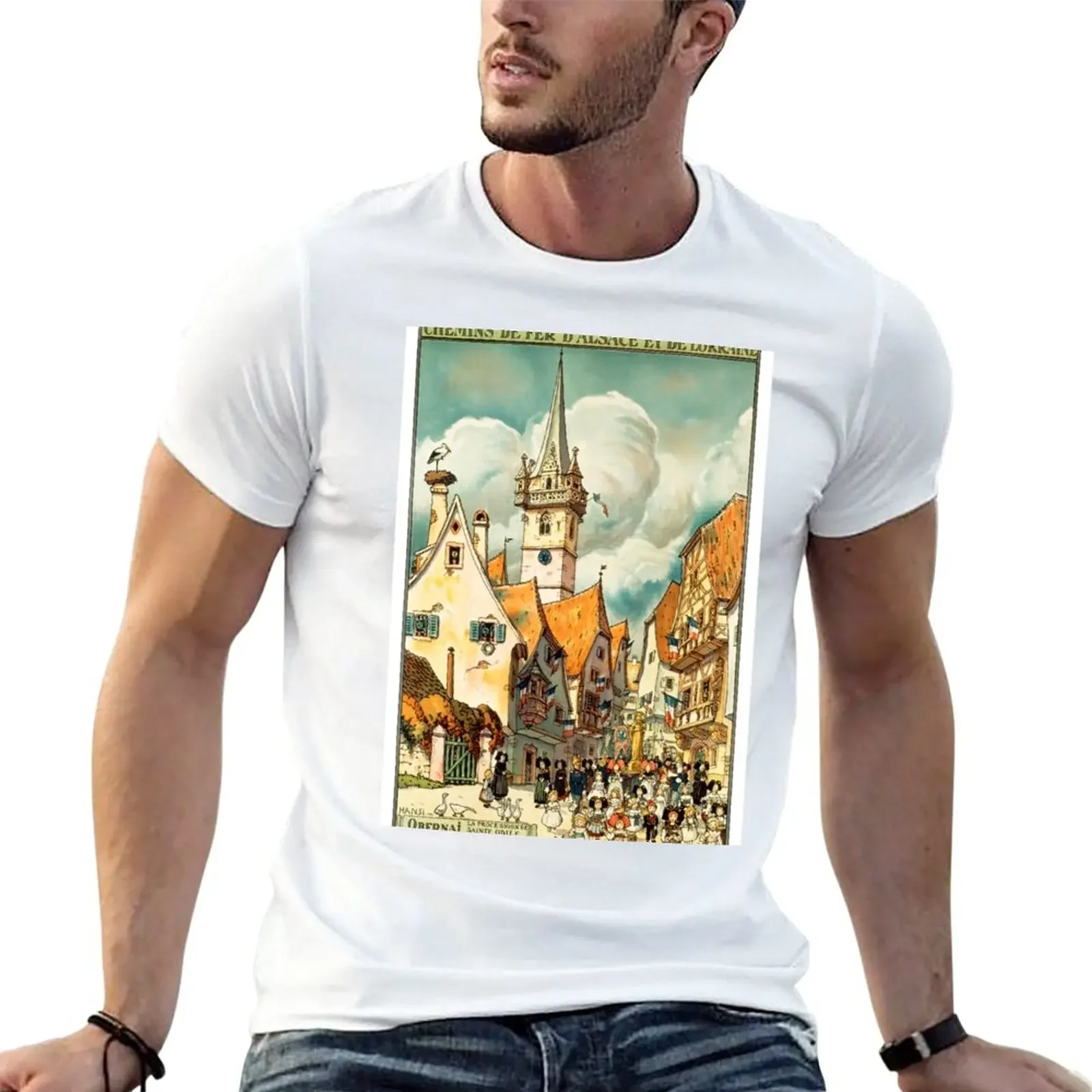 

New Obernai, French Travel Poster T-Shirt t shirt man aesthetic clothes t shirt men