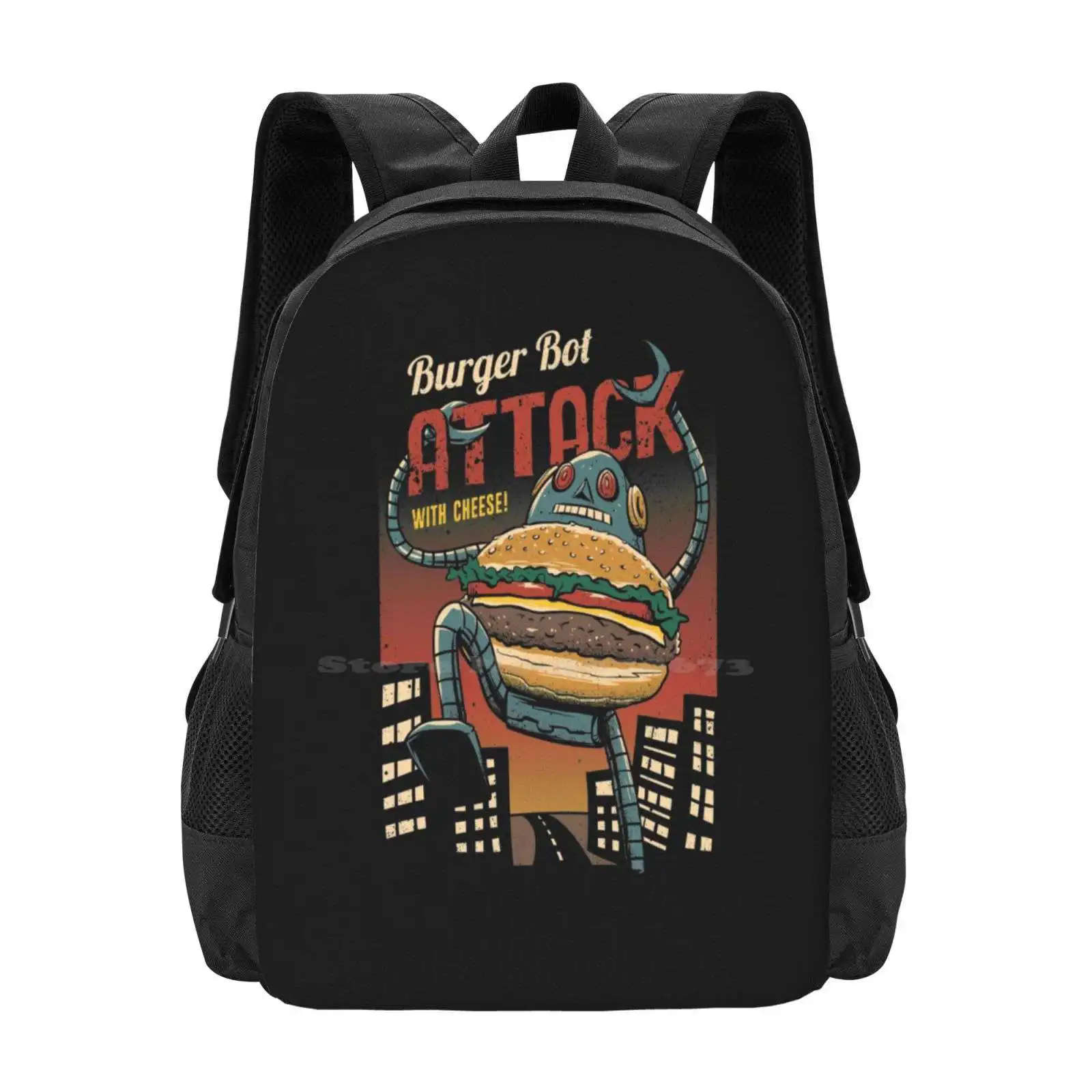 Hamburger Bot Hot Sale Rugzak Mode Tassen Hamburgers Vintage Robot Retro Robots 80S Schattig