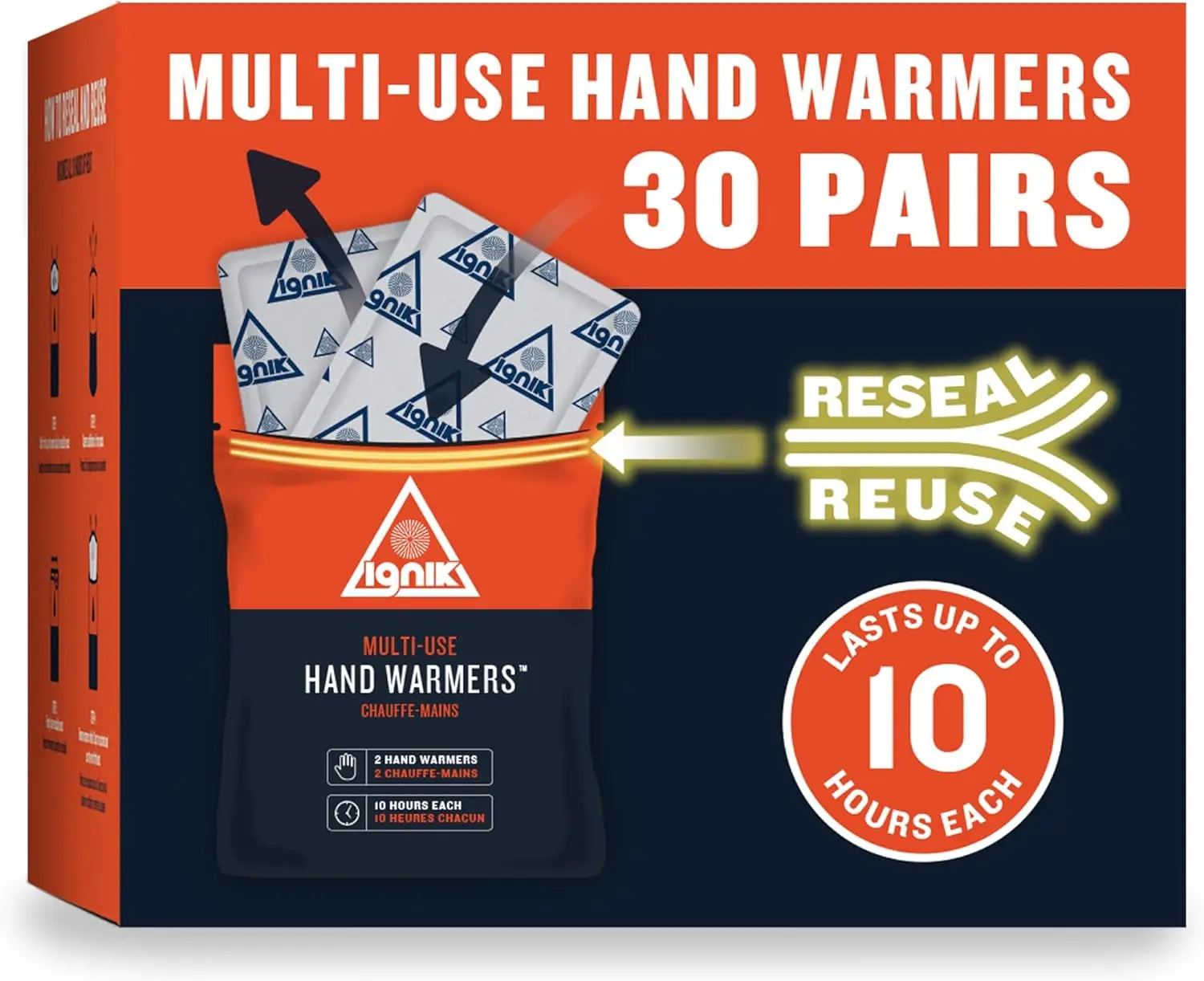 

Многоразовые грелки для рук — 10 часов тепла на 3 дня, биоразлагаемые и герметичные, для активного отдыха на природе