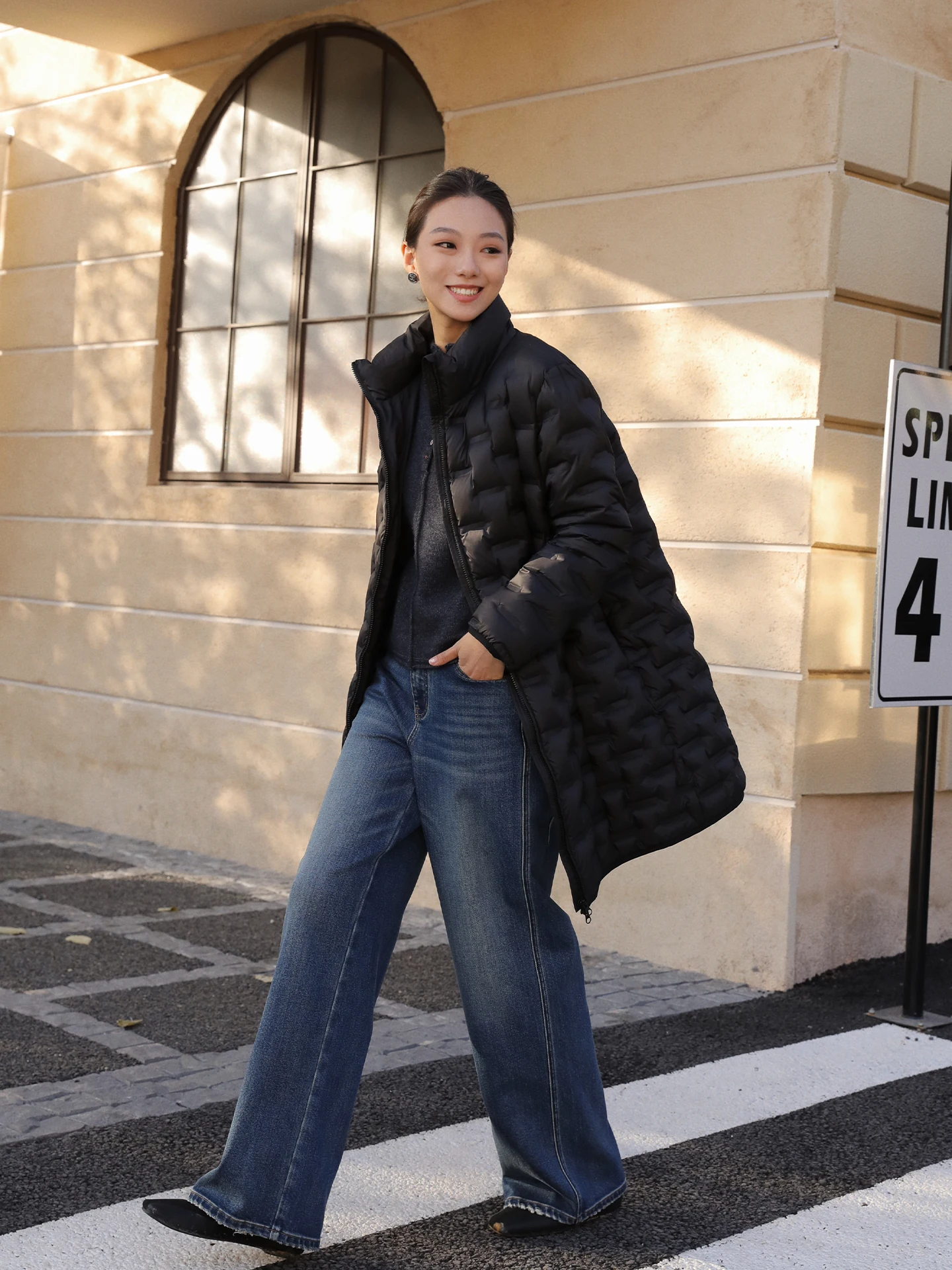 

Sl White Goose down Jaet Winter Thi Warm Lightweight Stand Collar Mid-Length Outerwear for Women Commute Sle