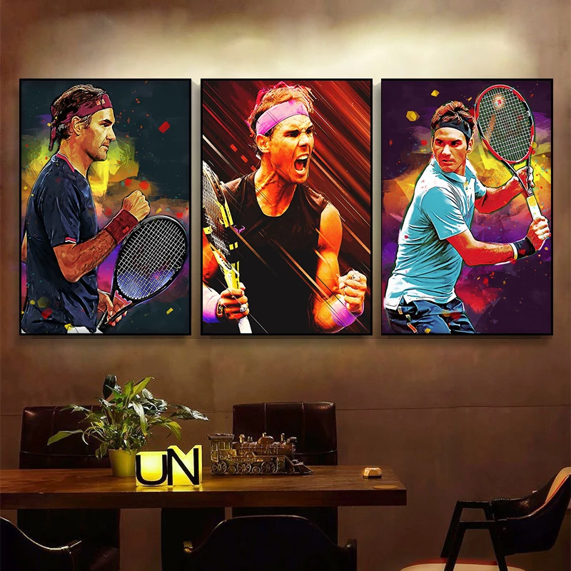 لاعبي التنس الشهير رافائيل نادال الملصقات والمطبوعات قماش اللوحة الرياضة البوب جدار صورة فنية لغرفة المعيشة ديكور المنزل #4