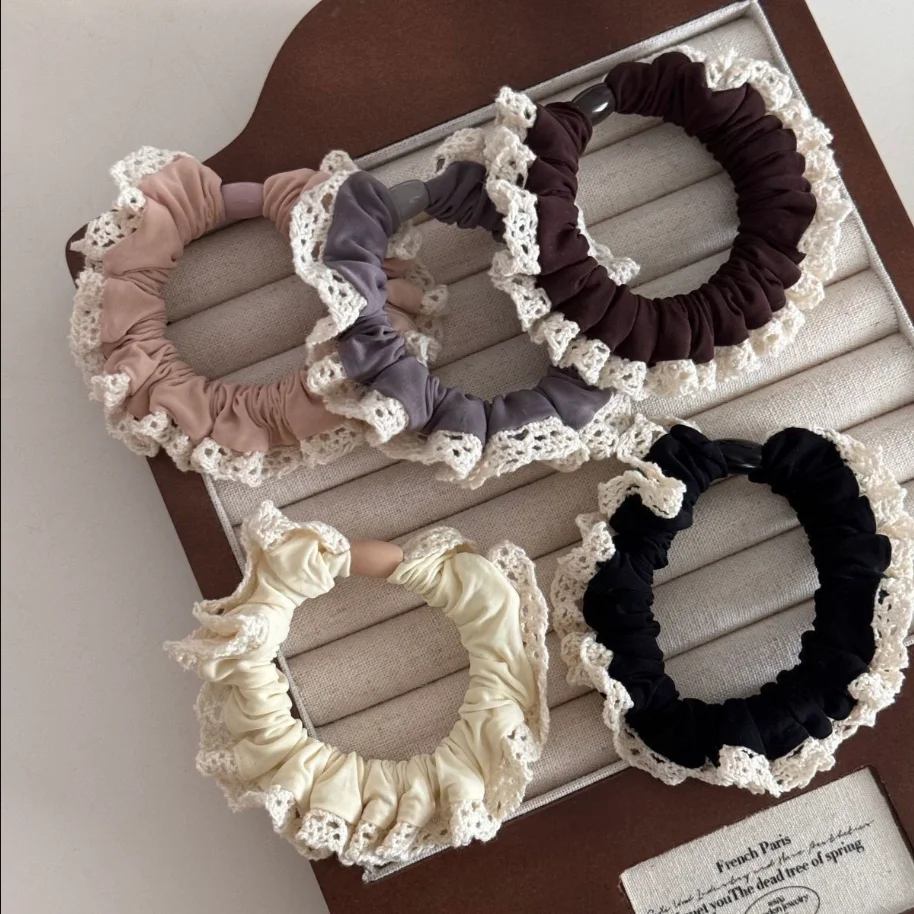 

Набор из 2 женских резинок для волос: корейские кружевные милые эластичные резинки для хвоста, высококачественные аксессуары для волос