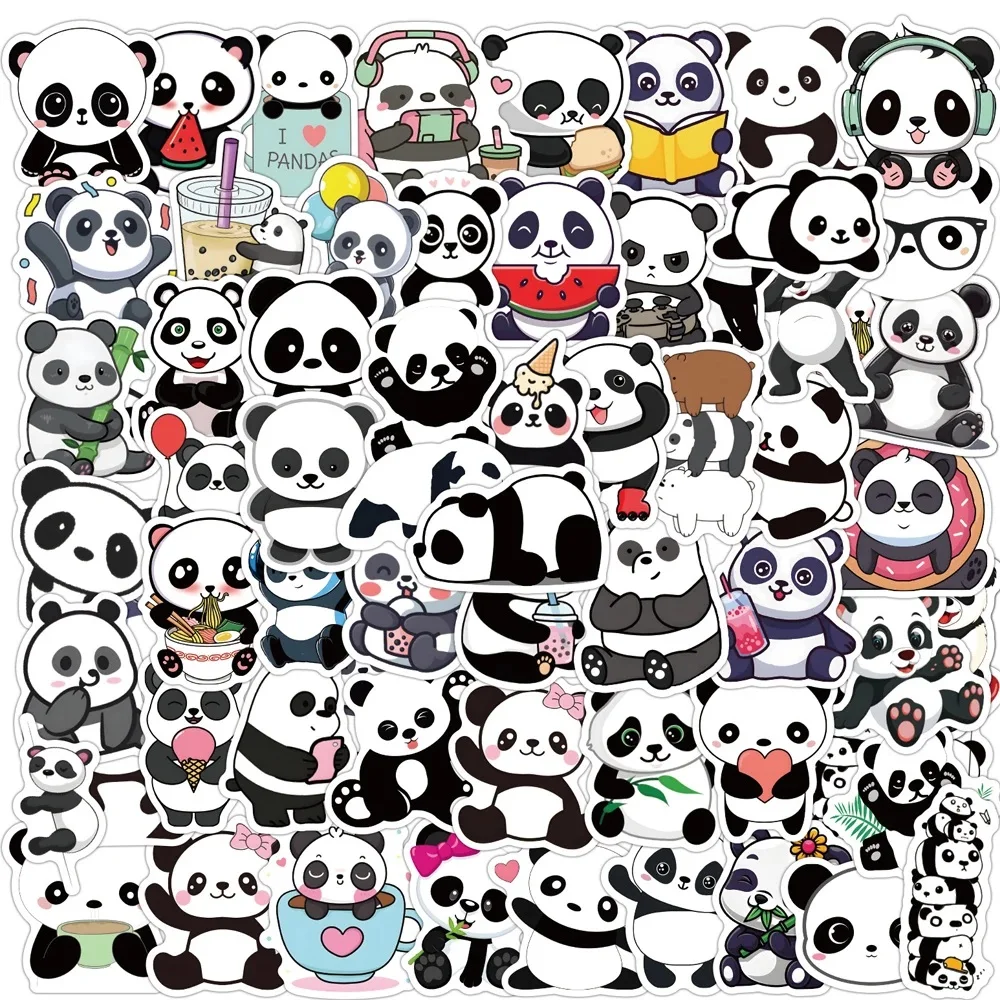 60PCS/Bag Fun Panda Cute Stickers Rich Patterns Hand-Painted Decoration Handmade Collage Stationery Graffiti Stickers