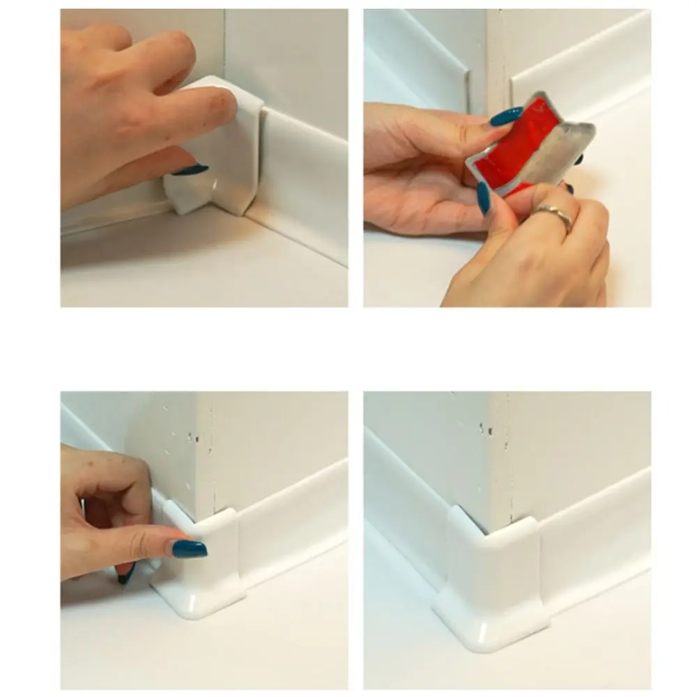 82MM Height Baseboard Corner Blocks Self Adhesive Inside and Outside Corners Wall Base Moulding Trim Connector Skirting Board