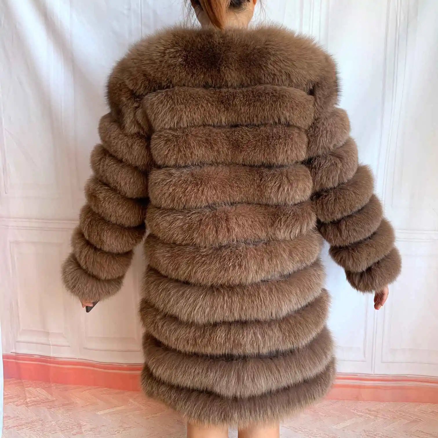 NEW 4in1 Real Fox Fur Long Coat Winter Coat for Women Jackets Vest Winter Outerwear Women Fox Fur Coat High Quality Fur Clothes