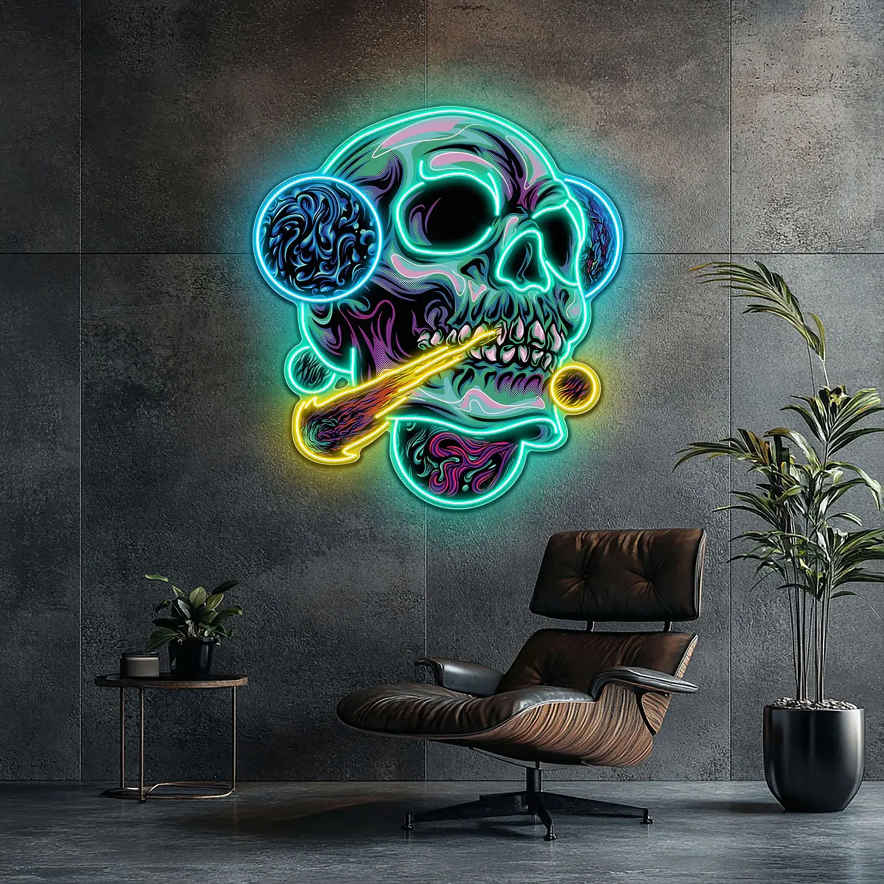 Skull Neon Sign Bar Club Dimmable USB Powered Sign Wall Art Decor Man Cave Game Room Neon Personalized Gift for Boys Bedroom