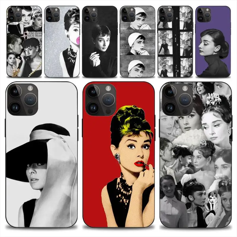 Famous Elegant Audrey Hepburn Phone Case For iphone15 14 13 12 11 Pro Max Mini X 7 8 Soft Case