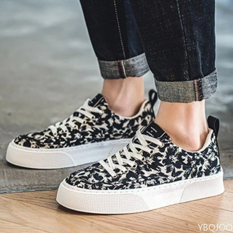 Zapatos de lona cómodos y transpirables para hombre, calzado informal con suela gruesa, versátil, a la moda, para primavera y verano