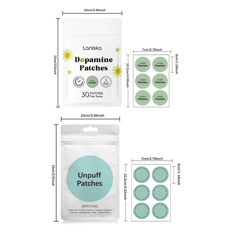 60 Count Assorted Transdermal Patch Kit Dopamine Support Stickers Plus Unpuff Digestive Comfort Skin Patches